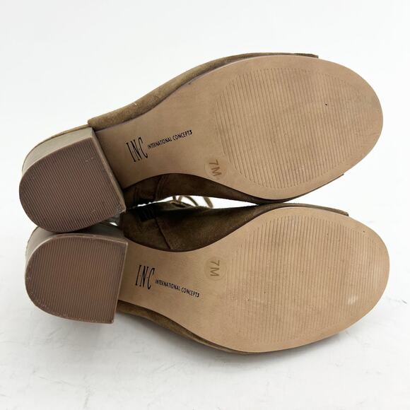 INC International Concepts (7) Radka Brown Suede Leather Chunky Caged Heels - Picture 7 of 10